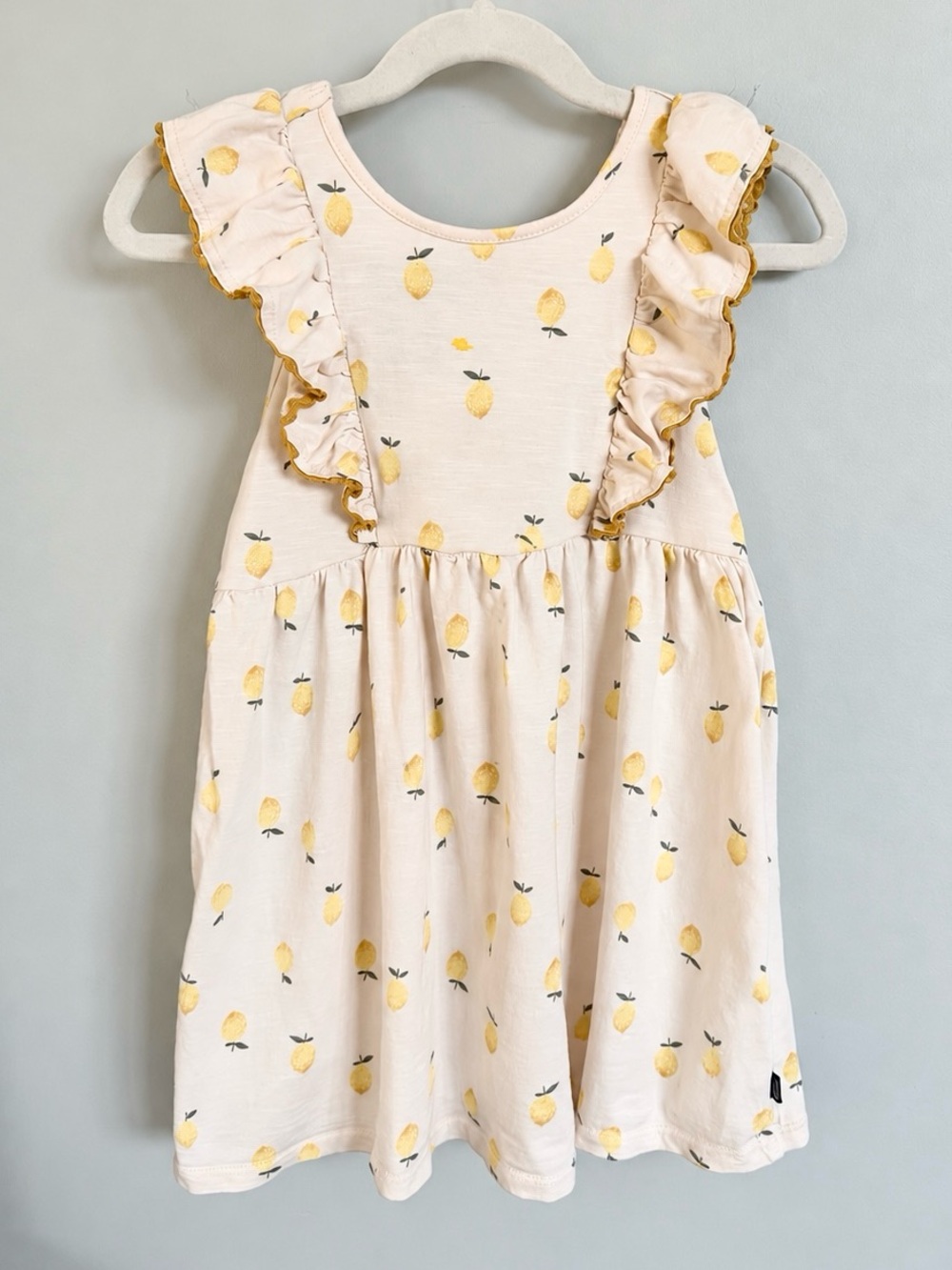 Modern Moments by Gerber Girls 4T Lemon Ruffle Dress Ivory Yellow Cotton